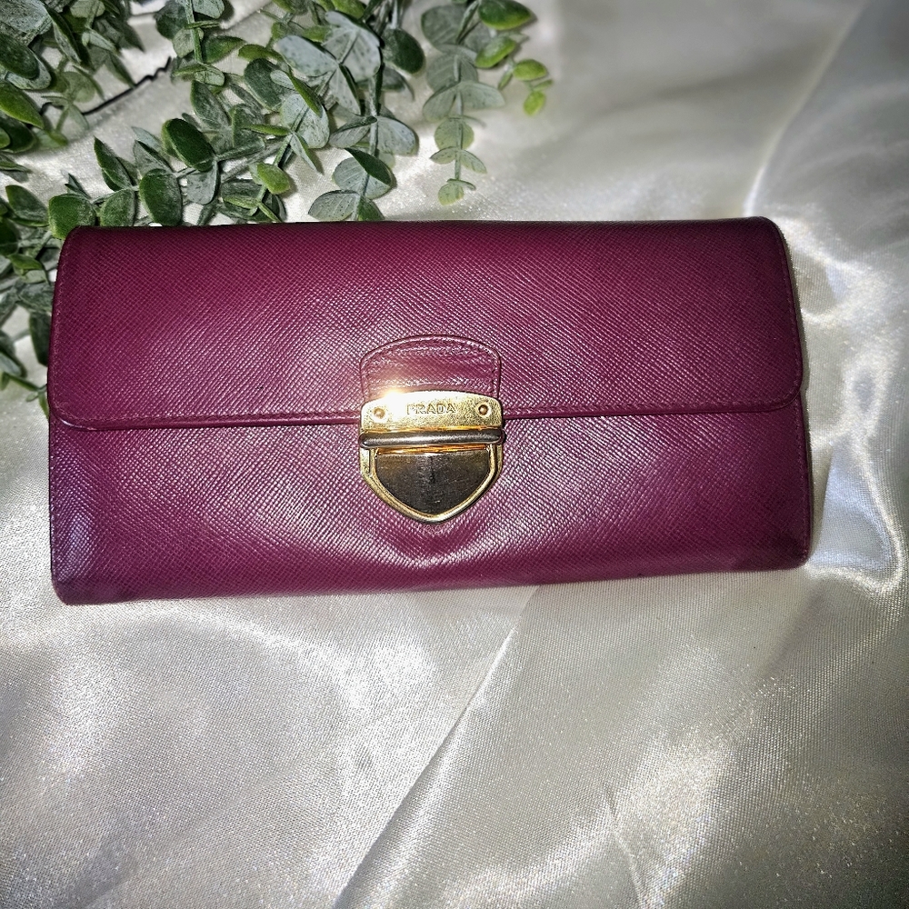 EUC Prada Berry Long Wallet